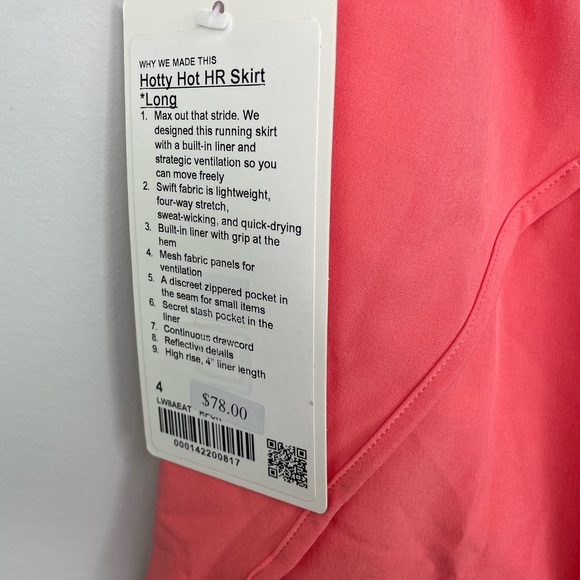 Lululemon Hotty Hot HR Skirt Long Pink Salmon NWT - Picture 3 of 7